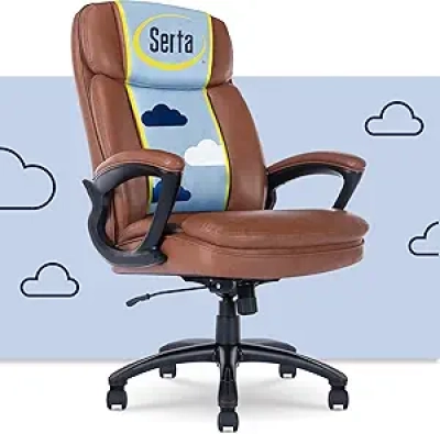 Serta Big & Tall Executive Office Chair - Ergonomic Lumbar Support, Bonded Leather
