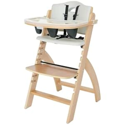Abiie Beyond Junior Convertible Wooden High Chair - Adjustable for Babies to Toddlers