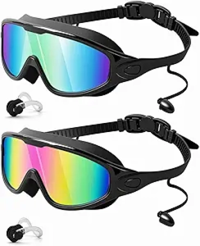 Rantizon Swim Goggles 2 Pack - Anti Fog UV Swimming Goggles for Adults & Kids