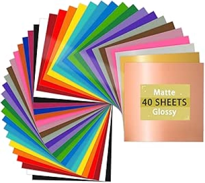 Lya Permanent Vinyl 40-Pack - Glossy & Matte Self-Adhesive Sheets for Outdoor Decals