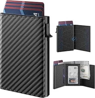 RFID Blocking Pop Up Wallet for Men | Slim Aluminum Card Holder with Leather