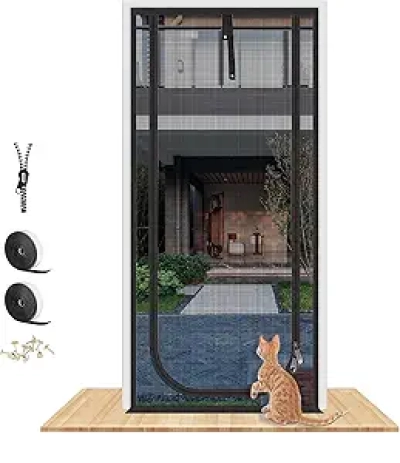 Cat Proof Pet Screen Door 30x80" | Heavy Duty Mesh with Zipper & Anti-Claw Design