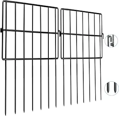 10 Pack No-Dig Animal Barrier Fence - 10ft Dog & Rabbit Deterrent Garden Fence Panels