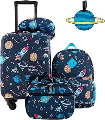 Kids Travel Luggage Set 5-Piece - Hardside Carry-On Suitcase for Children