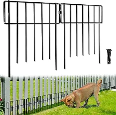 10 Pack Animal Barrier Fence 17in - No Dig Rustproof Metal Garden Border for Dogs & Rabbits