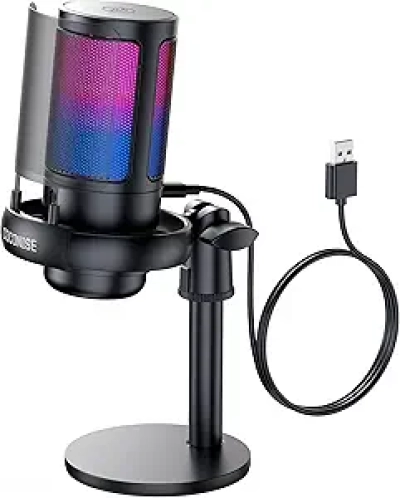 Professional RGB Gaming Microphone USB - Condenser Mic for PC, PS4/PS5, Streaming & Podcasts