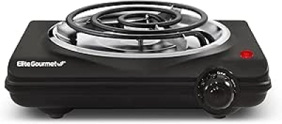 Elite Gourmet ESB100B Electric Hot Plate - 1000W Portable Countertop Burner with Temperature Control
