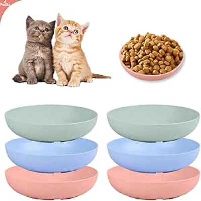 6-Pack Whisker Fatigue Cat Bowls - 5.5" Shallow Wide Pet Feeding Dishes