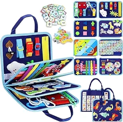 Esjay Toddler Busy Board - Montessori Sensory Toys for Fine Motor Skills