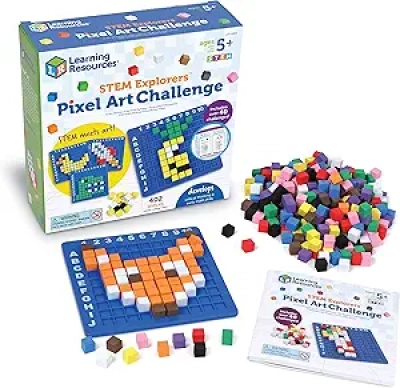 Pixel Art Challenge STEM Building Toy - Math Puzzles & Pattern Blocks for Kids 5+