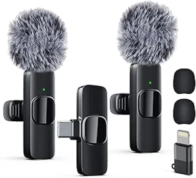 Professional Wireless Lavalier Microphone for iPhone & Type-C | Noise Reduction Lapel Mic for Video, Podcast & YouTube