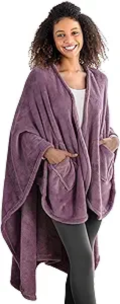 Berkshire Blanket Primalush™ Wearable Blanket - Cozy Pocketed Plush Cape Wrap