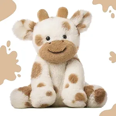 Hopearl 9'' Plush Cow Stuffed Animal - Soft Cute Dairy Cattle Toy for Kids & Toddlers