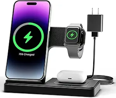 3-in-1 Wireless Charging Station for iPhone 16 15 14, Apple Watch & AirPods