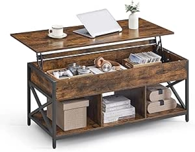 VASAGLE Lift Top Coffee Table with Hidden Storage - Adjustable Height 19.3-24.4 inches