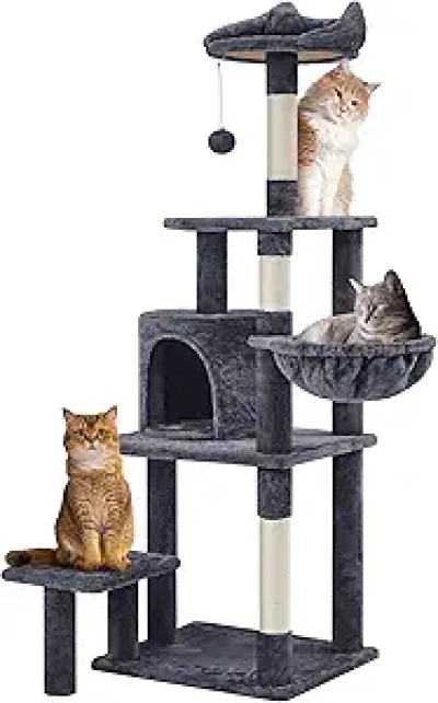 57in Multi-Level Cat Tree Tower for Large Cats - Indoor Activity Center with Scratching Posts