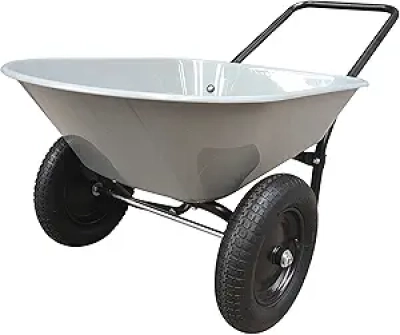 Two Wheel Poly Tray Wheelbarrow 5 Cubic Foot - Easy Assembly & Rust-Proof