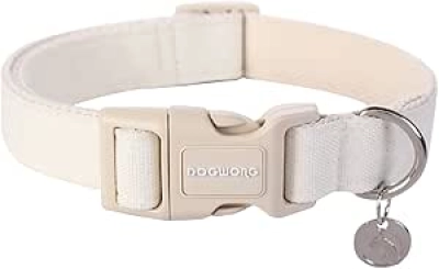 Heavy-Duty Cotton Hemp Dog Collar - Adjustable Soft Natural Fabric Pet Collar for Small to Large Dogs