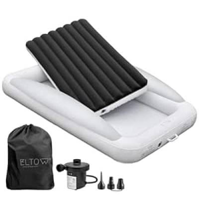 ELTOW Toddler Air Mattress with Safety Bumpers - Portable Inflatable Travel Bed for Kids