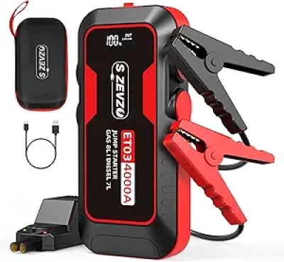 SZEVZO ET03 4000A Car Jump Starter - Portable 12V Battery Pack for Gas & Diesel Engines