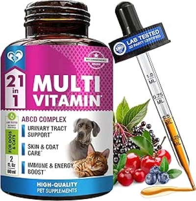 Cat & Dog Multivitamin Liquid 21-in-1 with Glucosamine & Cranberry | USA Made