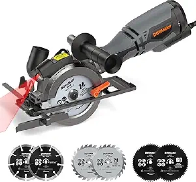DOVAMAN 4-1/2" Circular Saw with Laser Guide - 5.8A Power Saw with 6 Blades for Wood, Metal & Tile