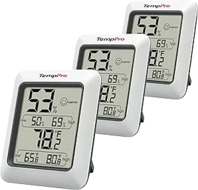 TempPro TP50 Digital Hygrometer Thermometer - 3 Pack Indoor Temperature & Humidity Monitor