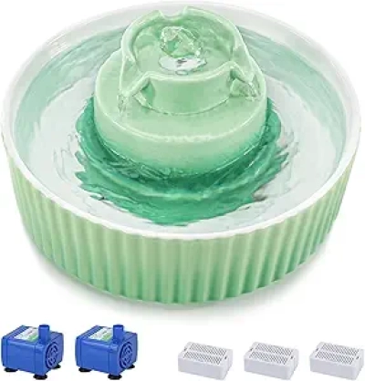 Ceramic Cat Water Fountain 2.1L - Quiet, Durable Pet Fountain with Dual Filters