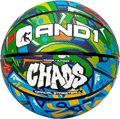 AND1 Chaos Official Size 7 Rubber Basketball - Indoor/Outdoor Streetball