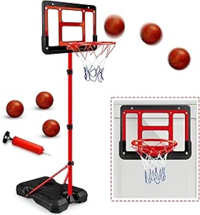Adjustable Kids Basketball Hoop with Stand - Indoor Outdoor Toy for Boys Ages 3-8