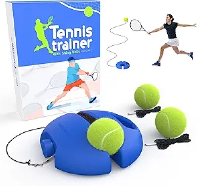 Solo Tennis Trainer Rebound Ball - 3 String Balls, Portable Training Equipment for Beginners