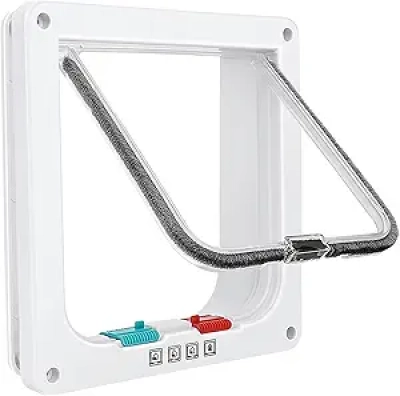 4-Way Lock Cat Door for Windows & Sliding Doors - Weatherproof Pet Flap