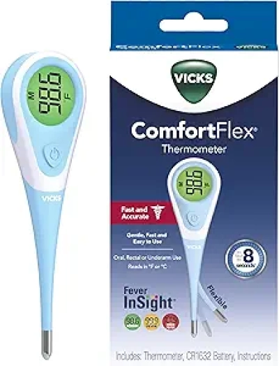 Vicks ComfortFlex Digital Thermometer - Fast 8-Second Readings for Adults & Kids