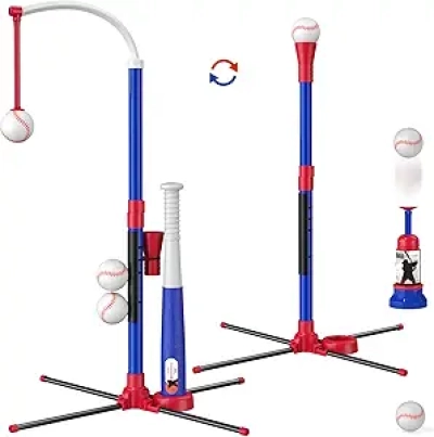 3-in-1 Baseball Set for Kids 3-5 - Adjustable Tee Ball Stand with Ball Launcher