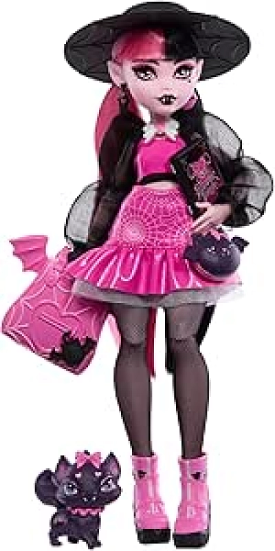 Monster High Draculaura Doll with Count Fabulous Pet Bat-Cat & Accessories