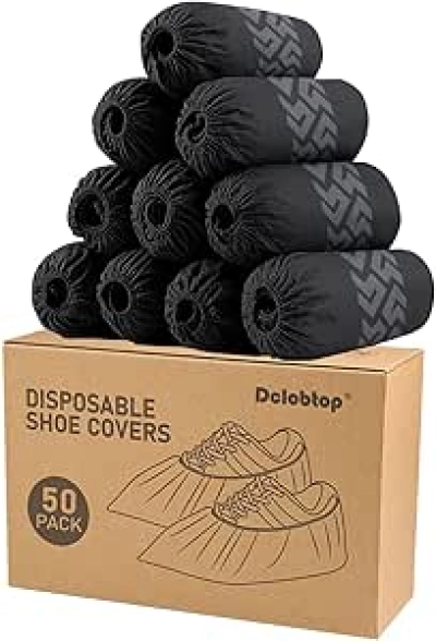 Recyclable Shoe Covers Disposable - Black Non-Woven Booties for Men & Women