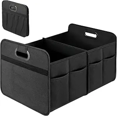 Car Trunk Organizer with 2 Compartments | Collapsible Storage for SUV, Truck & Minivan