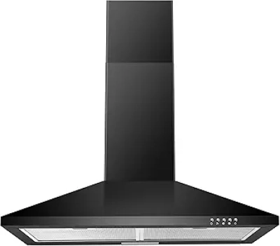 30 Inch Black Stainless Steel Wall Mount Range Hood - Ducted/Ductless Convertible