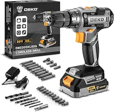 DEKO PRO 20V Cordless Drill Set with Battery & Charger - DIY Power Drill Kit