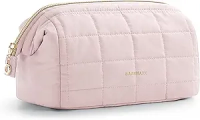 BAGSMART Makeup Bag for Women - Travel Toiletry Organizer with Wide Opening & Puffy Design