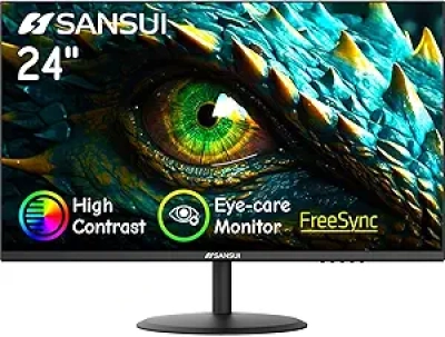 SANSUI 24 Inch Eye Care Monitor 1080P FHD - HDMI/VGA for Office & Gaming