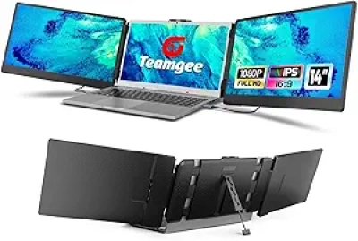 Teamgee 14" Triple Portable Monitor - USB-C HDMI Laptop Screen Extender for Mac & Windows