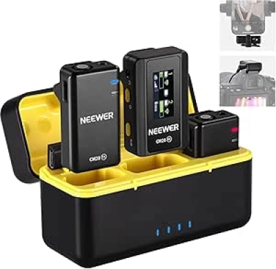 NEEWER CM28 Wireless Lavalier Microphone Kit - Dual TX, Noise Cancelling, 200m Range
