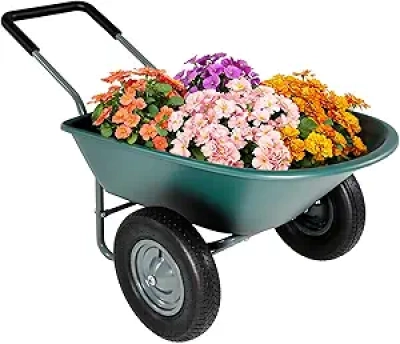 2 Wheel Wheelbarrow with Pneumatic Tires | 330 LB Capacity Yard Cart