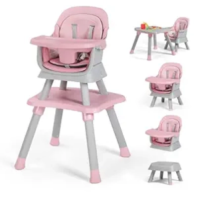 Kinder King 8-in-1 Baby High Chair - Convertible Booster Seat & Kids Table Set