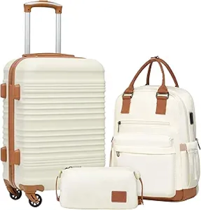 Coolife 3 Piece Hardside Luggage Set with TSA Lock & Spinner Wheels