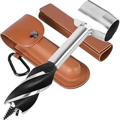 Bushcraft Hand Auger Wrench - 2-in-1 Manual Drill & Peg Maker for Survival Camping