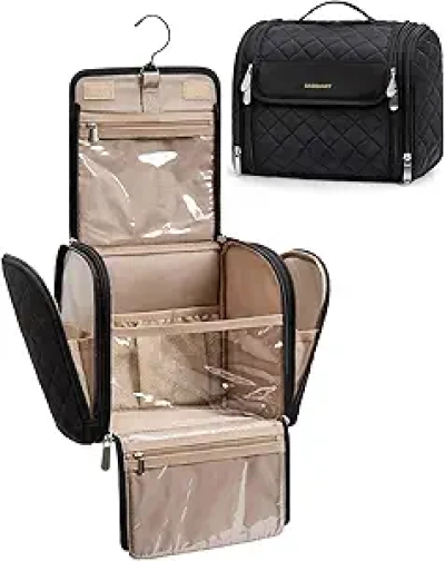 BAGSMART Hanging Makeup Bag for Women - Large Capacity Cosmetic Organizer with Hook
