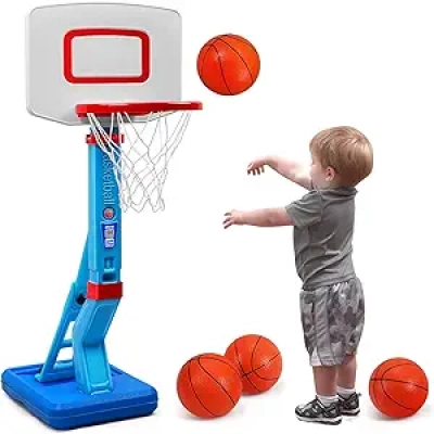SUPER JOY Height Adjustable Toddler Basketball Hoop - Indoor & Outdoor Portable Mini Hoop