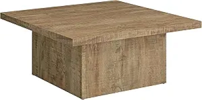 Zetta Square Cocktail Coffee Table - Rustic Mango Brown Farmhouse Wood